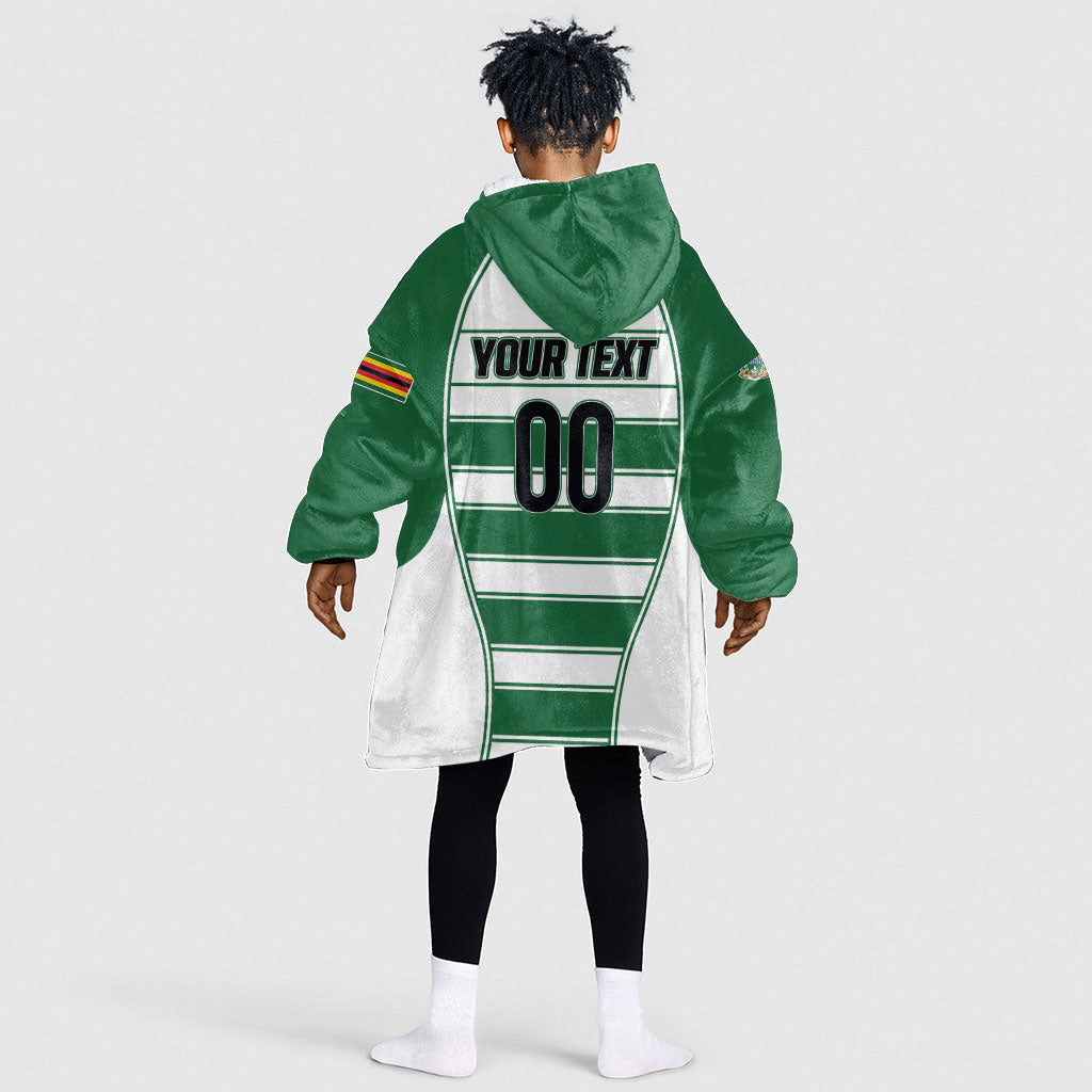 Custom Zimbabwe Rugby 3rd Africa Cup Kid Wearable Blanket Hoodie The Sables Back-to-Back Champions