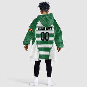 Custom Zimbabwe Rugby 3rd Africa Cup Kid Wearable Blanket Hoodie The Sables Back-to-Back Champions