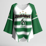 Custom Zimbabwe Rugby 3rd Africa Cup Kimono Sleeve Blouse The Sables Back-to-Back Champions