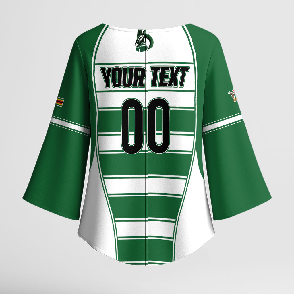 Custom Zimbabwe Rugby 3rd Africa Cup Kimono Sleeve Blouse The Sables Back-to-Back Champions