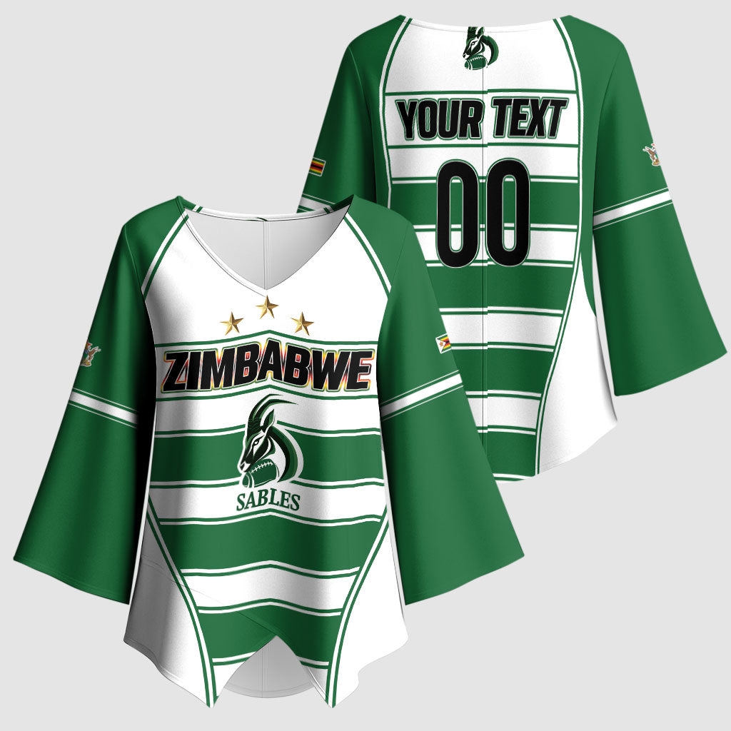 Custom Zimbabwe Rugby 3rd Africa Cup Kimono Sleeve Blouse The Sables Back-to-Back Champions