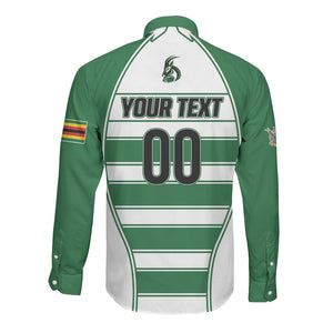 Custom Zimbabwe Rugby 3rd Africa Cup Long Sleeve Button Shirt The Sables Back-to-Back Champions