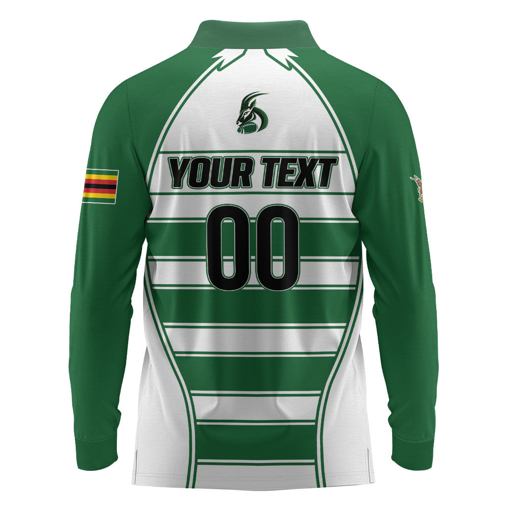 Custom Zimbabwe Rugby 3rd Africa Cup Long Sleeve Polo Shirt The Sables Back-to-Back Champions