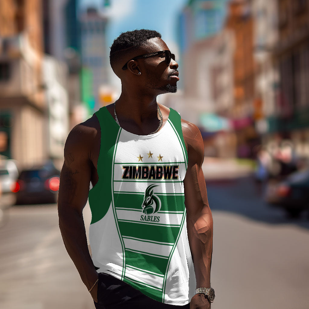 Custom Zimbabwe Rugby 3rd Africa Cup Men Tank Top The Sables Back-to-Back Champions