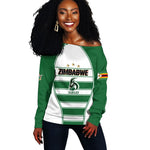 Custom Zimbabwe Rugby 3rd Africa Cup Off Shoulder Sweater The Sables Back-to-Back Champions