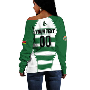 Custom Zimbabwe Rugby 3rd Africa Cup Off Shoulder Sweater The Sables Back-to-Back Champions