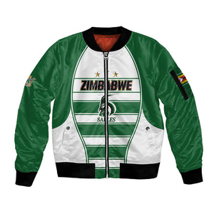 Custom Zimbabwe Rugby 3rd Africa Cup Sleeve Zip Bomber Jacket The Sables Back-to-Back Champions
