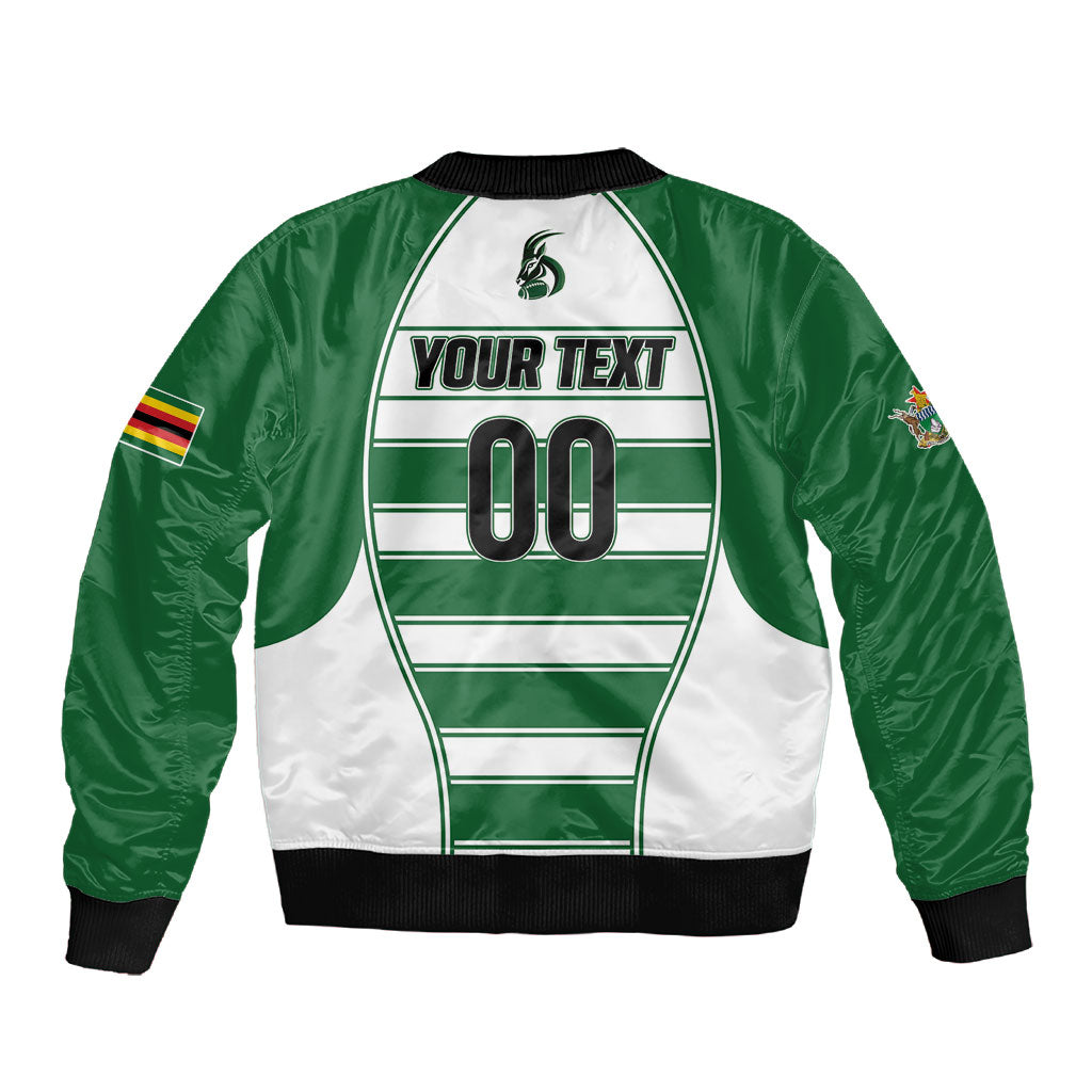 Custom Zimbabwe Rugby 3rd Africa Cup Sleeve Zip Bomber Jacket The Sables Back-to-Back Champions