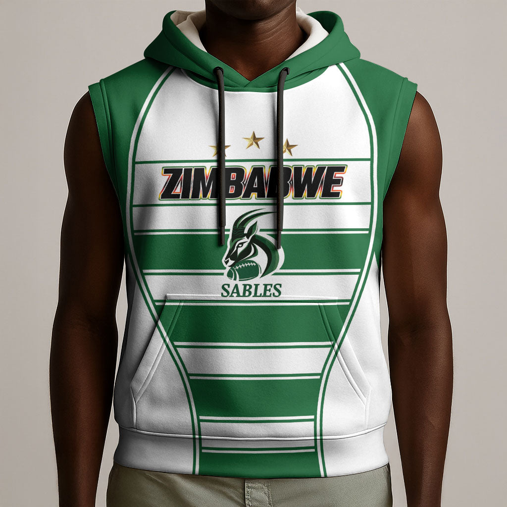 Custom Zimbabwe Rugby 3rd Africa Cup Sleeveless Hoodie The Sables Back-to-Back Champions