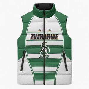 Custom Zimbabwe Rugby 3rd Africa Cup Sleeveless Puffer Jacket The Sables Back-to-Back Champions