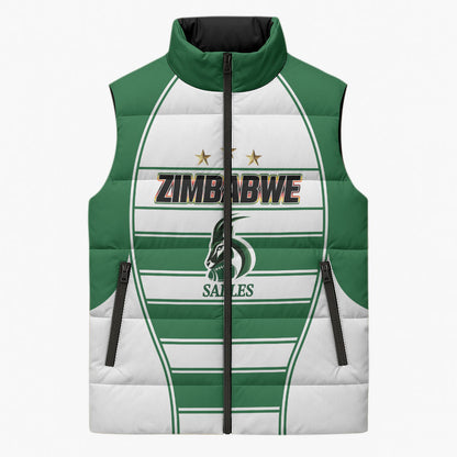 Custom Zimbabwe Rugby 3rd Africa Cup Sleeveless Puffer Jacket The Sables Back-to-Back Champions