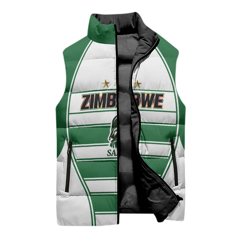 Custom Zimbabwe Rugby 3rd Africa Cup Sleeveless Puffer Jacket The Sables Back-to-Back Champions