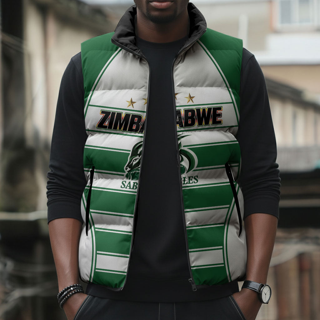 Custom Zimbabwe Rugby 3rd Africa Cup Sleeveless Puffer Jacket The Sables Back-to-Back Champions