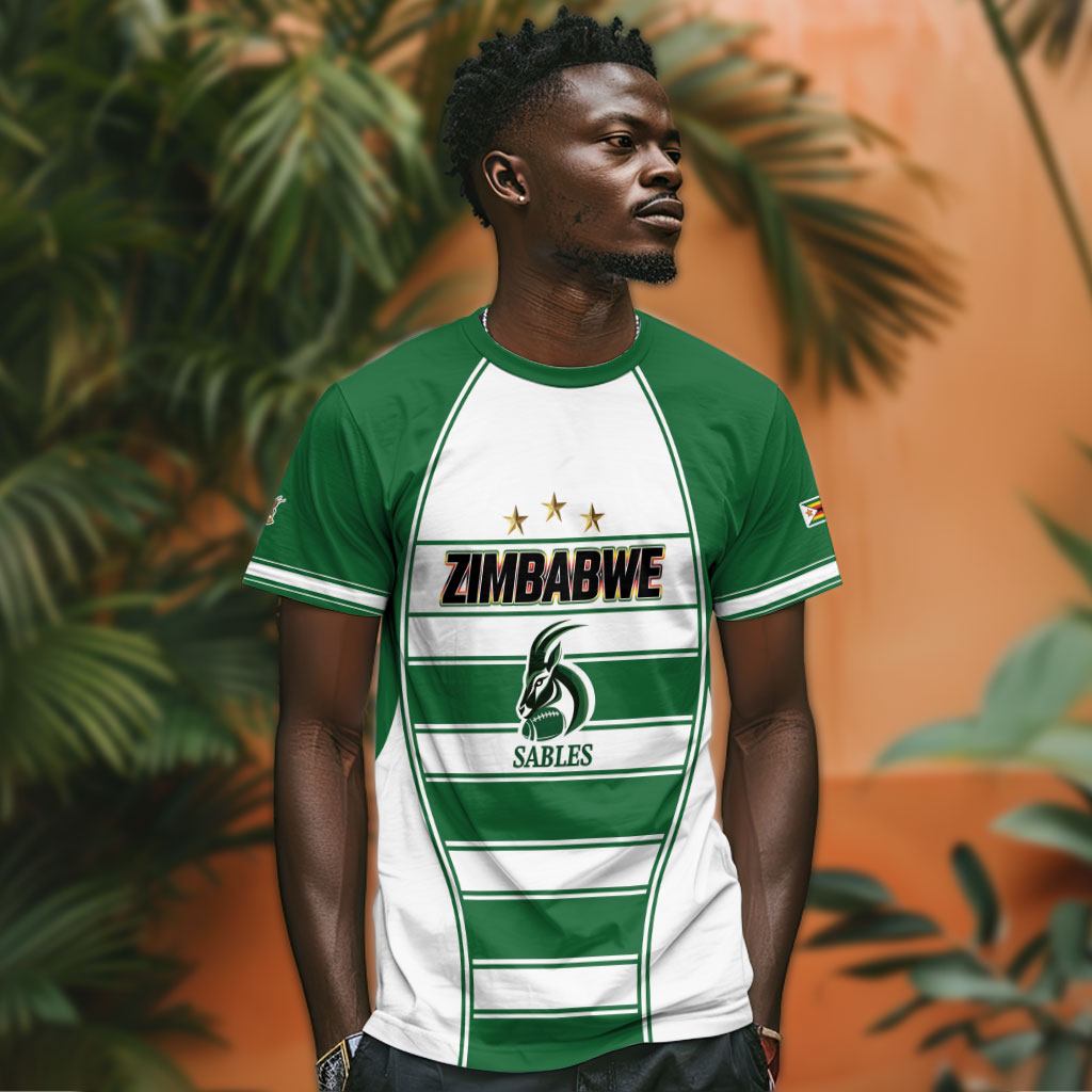 Custom Zimbabwe Rugby 3rd Africa Cup T shirt The Sables Back-to-Back Champions
