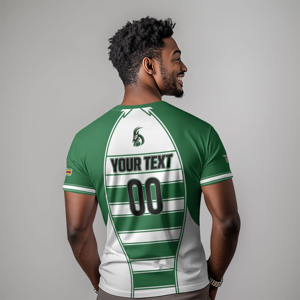 Custom Zimbabwe Rugby 3rd Africa Cup T shirt The Sables Back-to-Back Champions