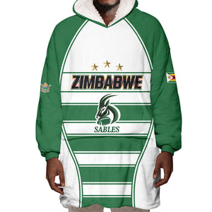 Custom Zimbabwe Rugby 3rd Africa Cup Wearable Blanket Hoodie The Sables Back-to-Back Champions