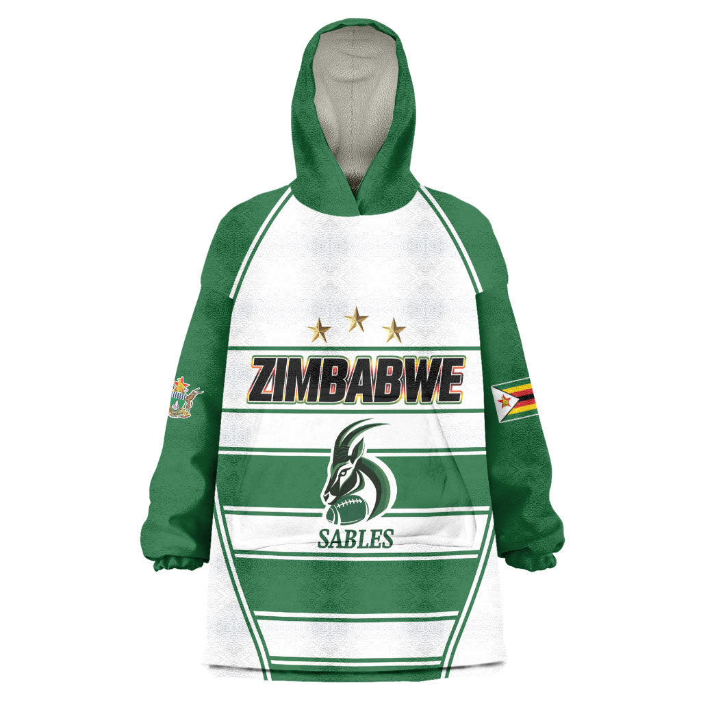 Custom Zimbabwe Rugby 3rd Africa Cup Wearable Blanket Hoodie The Sables Back-to-Back Champions