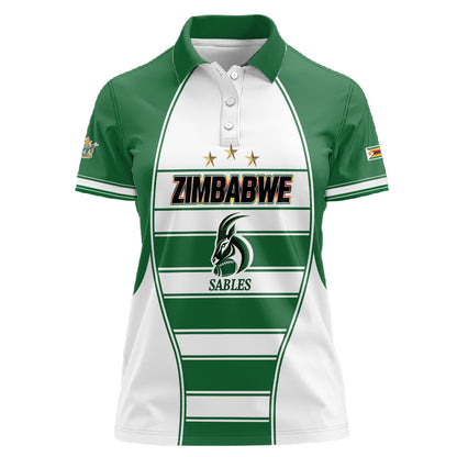 Custom Zimbabwe Rugby 3rd Africa Cup Women Polo Shirt The Sables Back-to-Back Champions