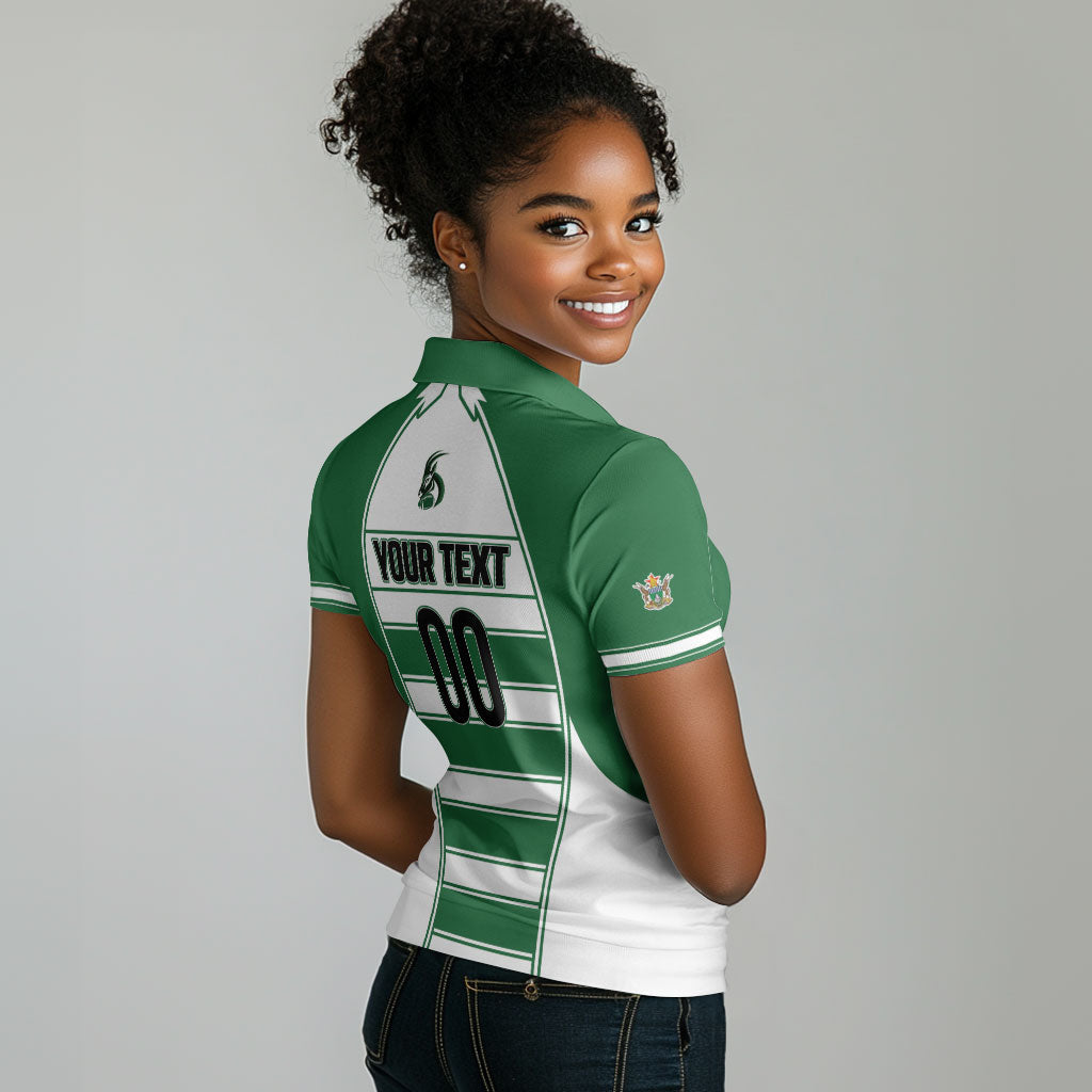 Custom Zimbabwe Rugby 3rd Africa Cup Women Polo Shirt The Sables Back-to-Back Champions
