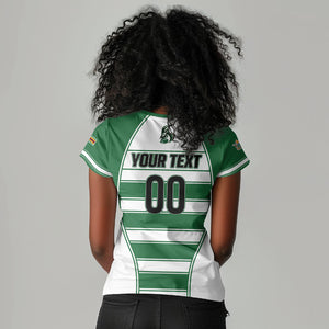 Custom Zimbabwe Rugby 3rd Africa Cup Women V-Neck T-Shirt The Sables Back-to-Back Champions