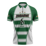 Custom Zimbabwe Rugby 3rd Africa Cup Zipper Polo Shirt The Sables Back-to-Back Champions