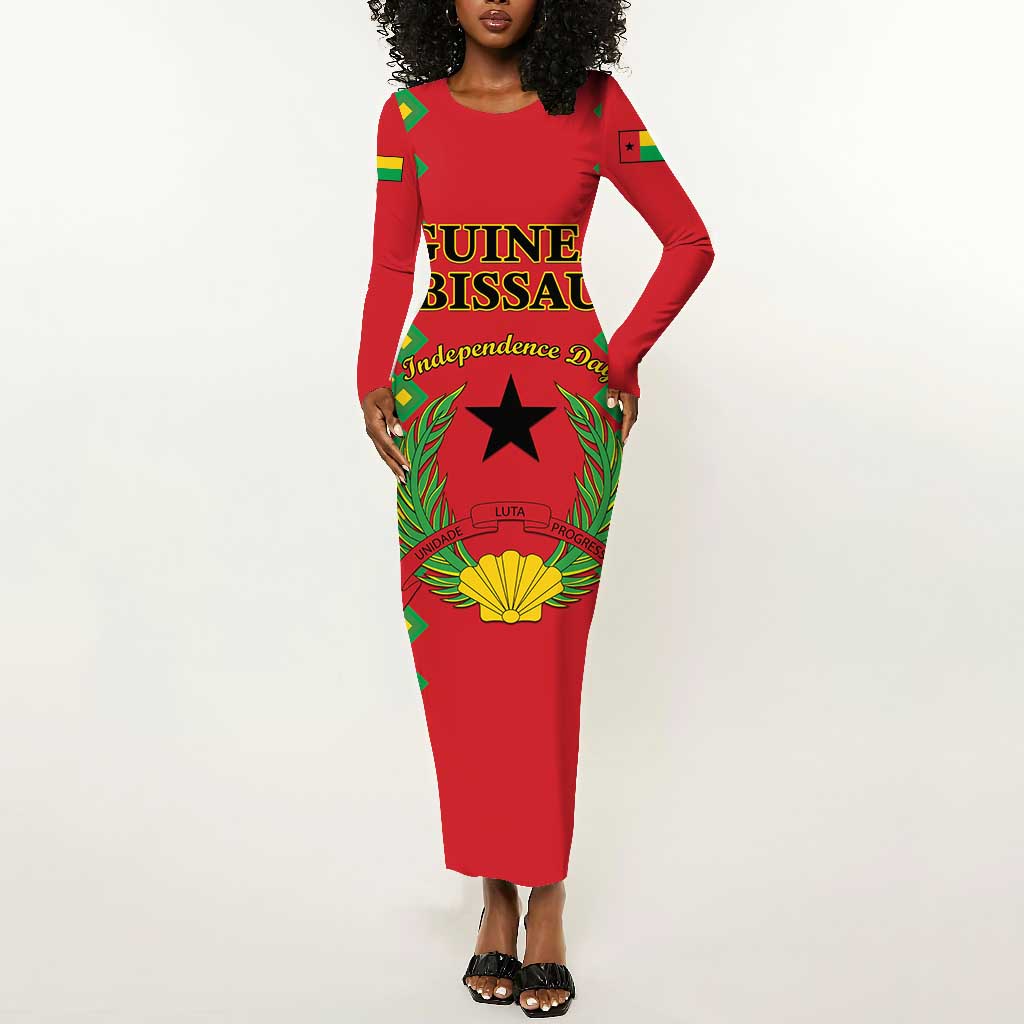 Guinea-Bissau Long Sleeve Bodycon Dress Unidade Luta Progresso