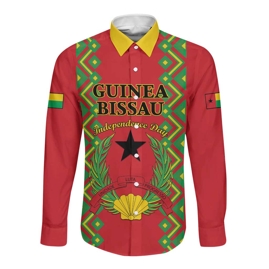 Guinea-Bissau Long Sleeve Button Shirt Unidade Luta Progresso