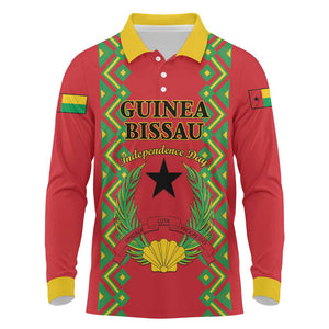 Guinea-Bissau Long Sleeve Polo Shirt Unidade Luta Progresso