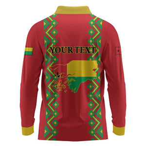 Guinea-Bissau Long Sleeve Polo Shirt Unidade Luta Progresso