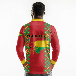 Guinea-Bissau Long Sleeve Polo Shirt Unidade Luta Progresso