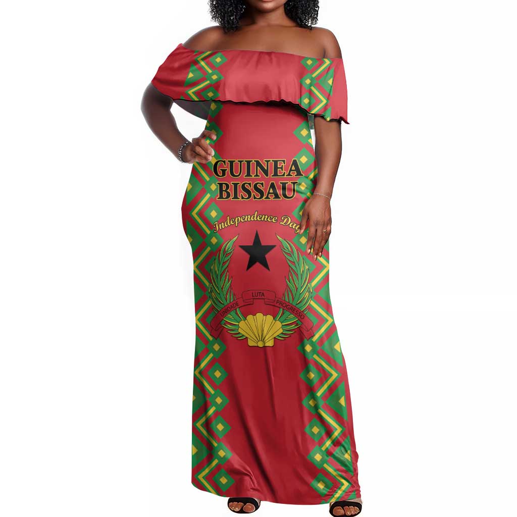 Guinea-Bissau Off Shoulder Maxi Dress Unidade Luta Progresso