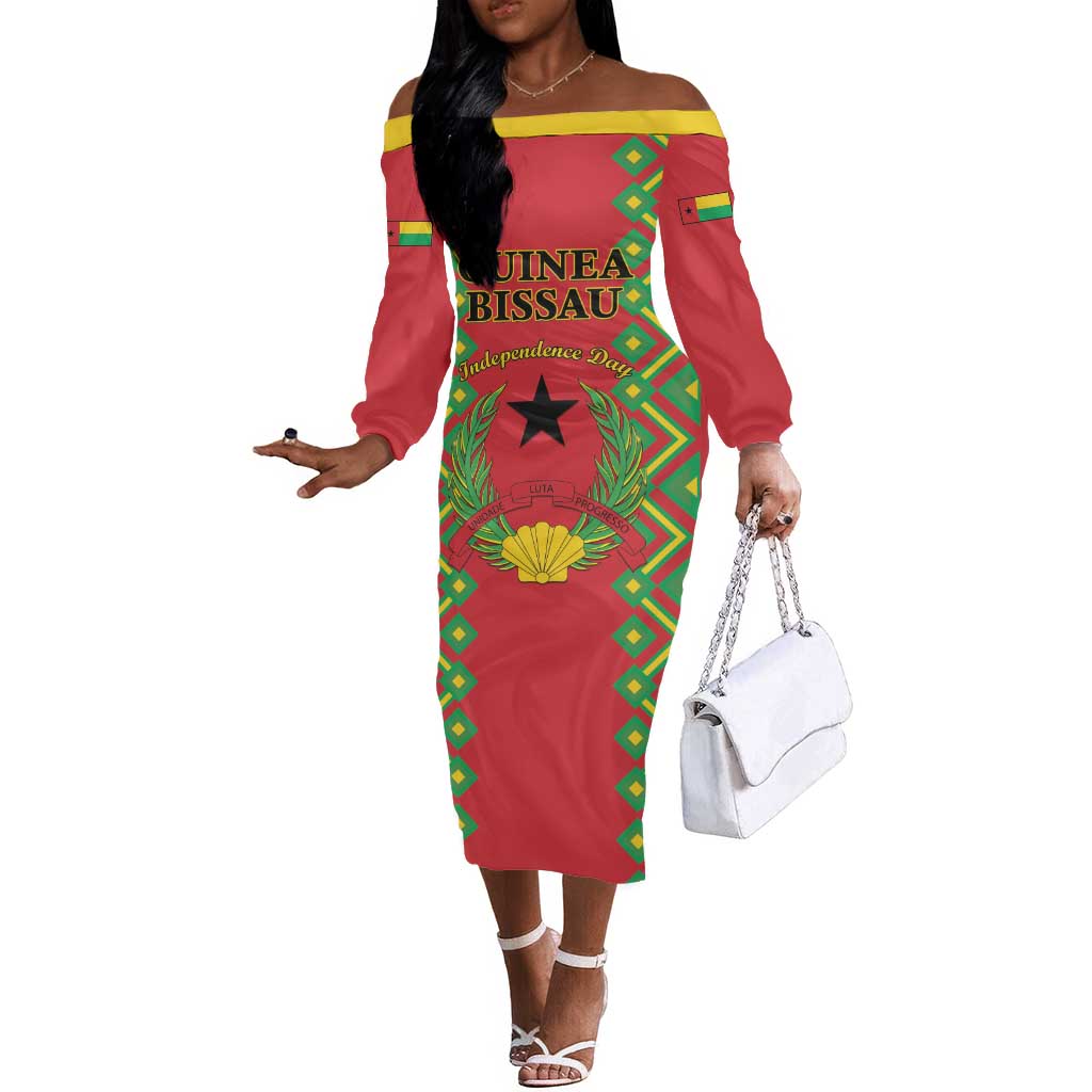 Guinea-Bissau Off The Shoulder Long Sleeve Dress Unidade Luta Progresso