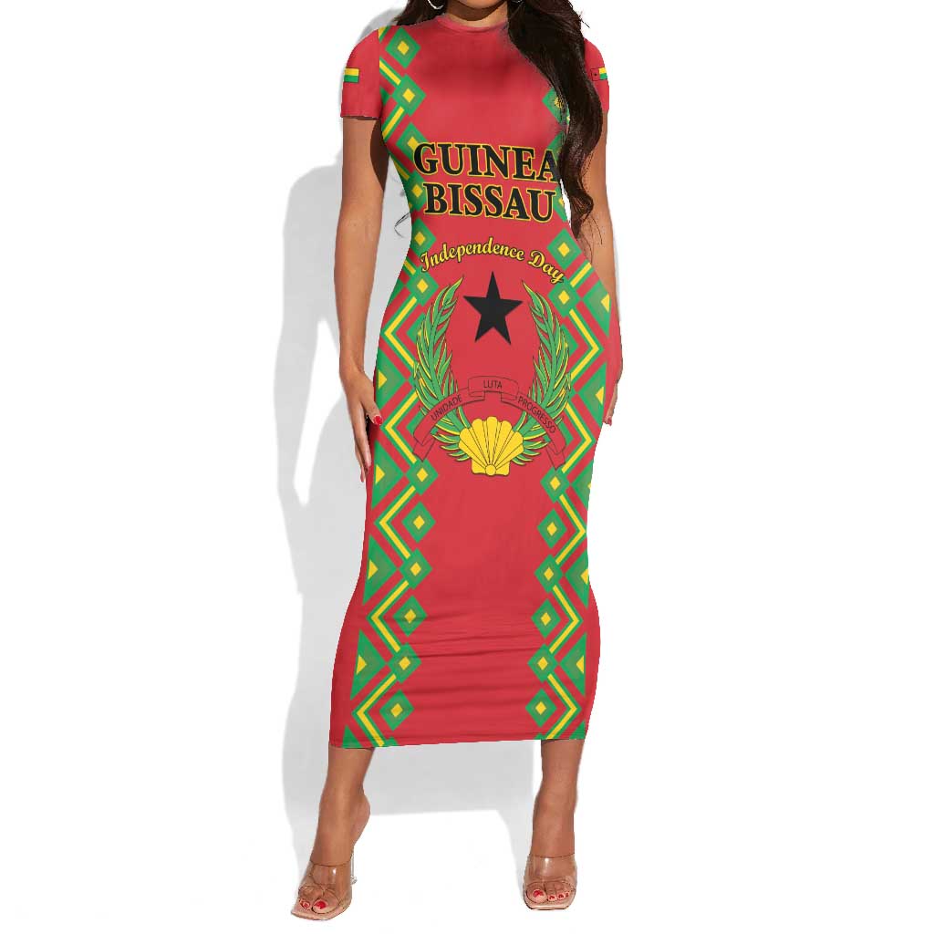 Guinea-Bissau Short Sleeve Bodycon Dress Unidade Luta Progresso