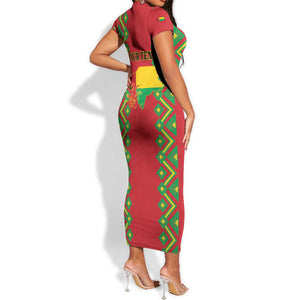 Guinea-Bissau Short Sleeve Bodycon Dress Unidade Luta Progresso