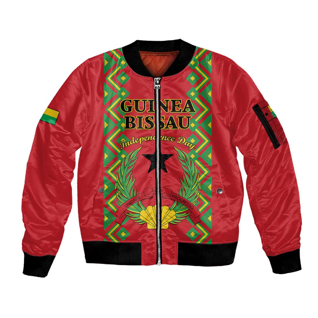 Guinea-Bissau Sleeve Zip Bomber Jacket Unidade Luta Progresso