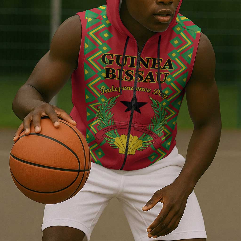 Guinea-Bissau Sleeveless Zip Hoodie Unidade Luta Progresso - African Pride