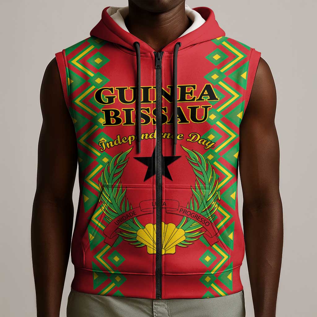 Guinea-Bissau Sleeveless Zip Hoodie Unidade Luta Progresso - African Pride