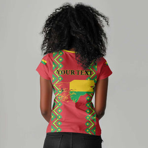 Guinea-Bissau Women V-Neck T-Shirt Unidade Luta Progresso