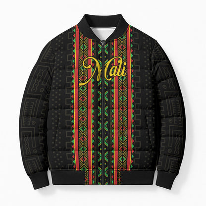 Personalized Mali Bogolanfini African Pattern Bomber Puffer Jacket