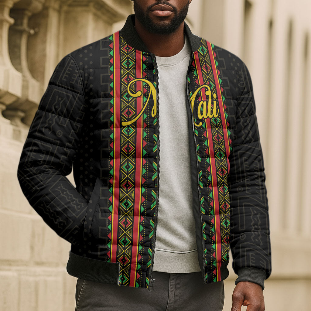 Personalized Mali Bogolanfini African Pattern Bomber Puffer Jacket