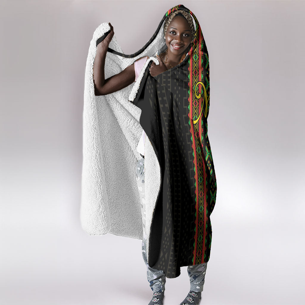 Mali Bogolanfini African Pattern Hooded Blanket