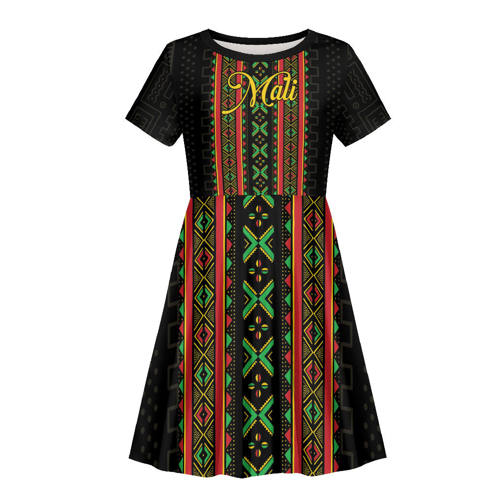 Personalized Mali Bogolanfini African Pattern Kid Short Sleeve Dress