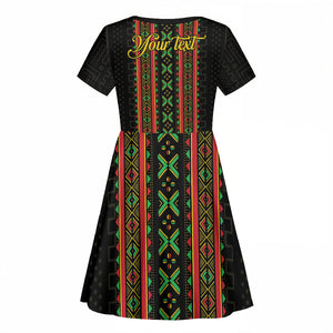 Personalized Mali Bogolanfini African Pattern Kid Short Sleeve Dress