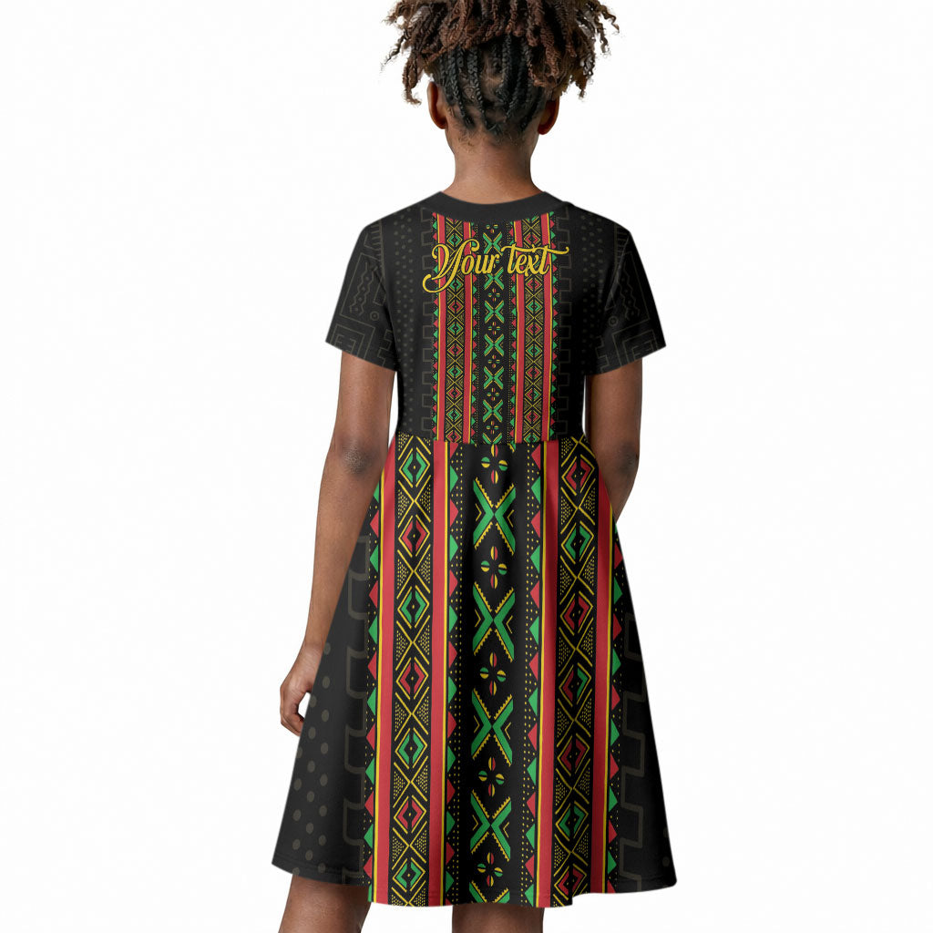 Personalized Mali Bogolanfini African Pattern Kid Short Sleeve Dress