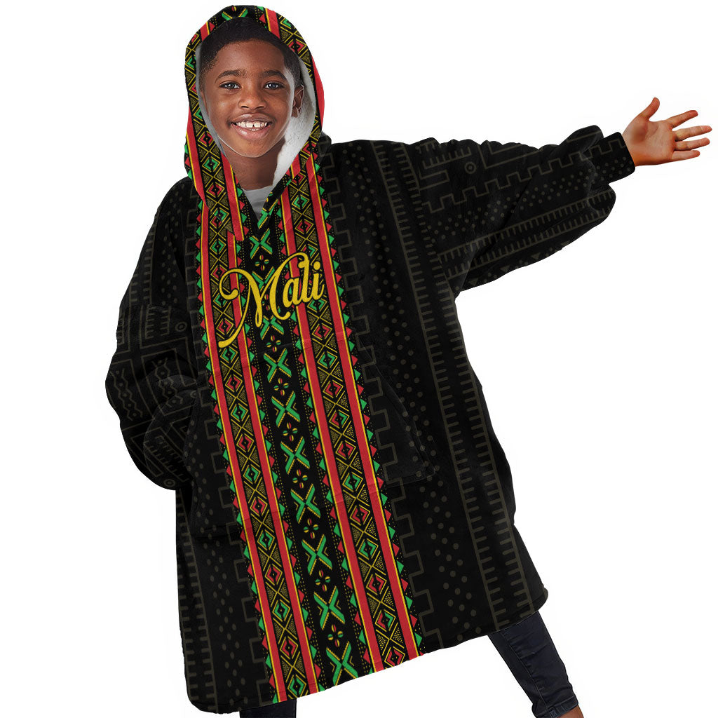 Personalized Mali Bogolanfini African Pattern Kid Wearable Blanket Hoodie