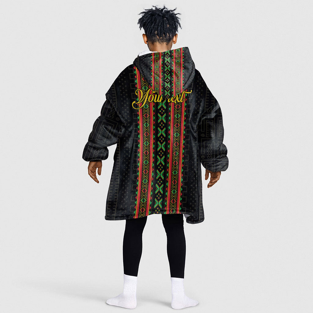 Personalized Mali Bogolanfini African Pattern Kid Wearable Blanket Hoodie