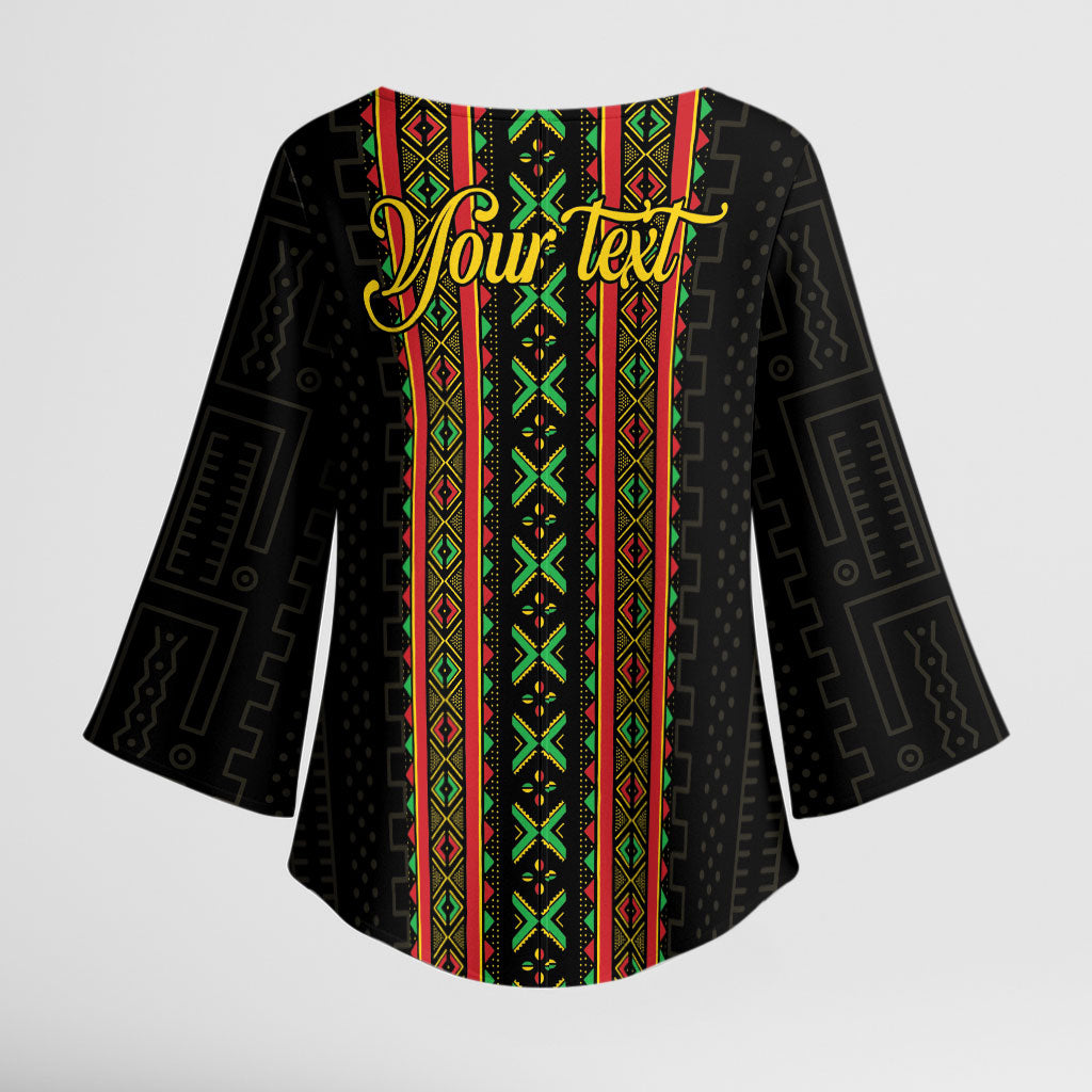 Personalized Mali Bogolanfini African Pattern Kimono Sleeve Blouse