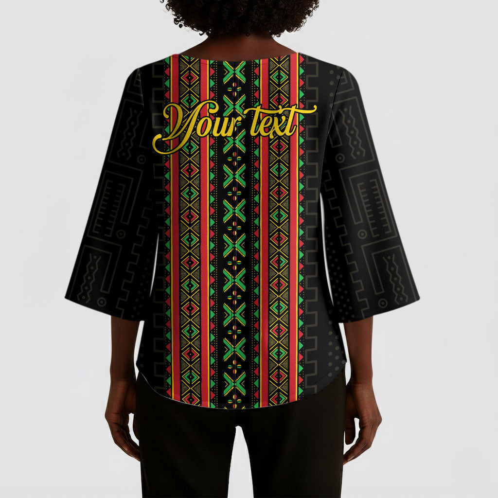 Personalized Mali Bogolanfini African Pattern Kimono Sleeve Blouse