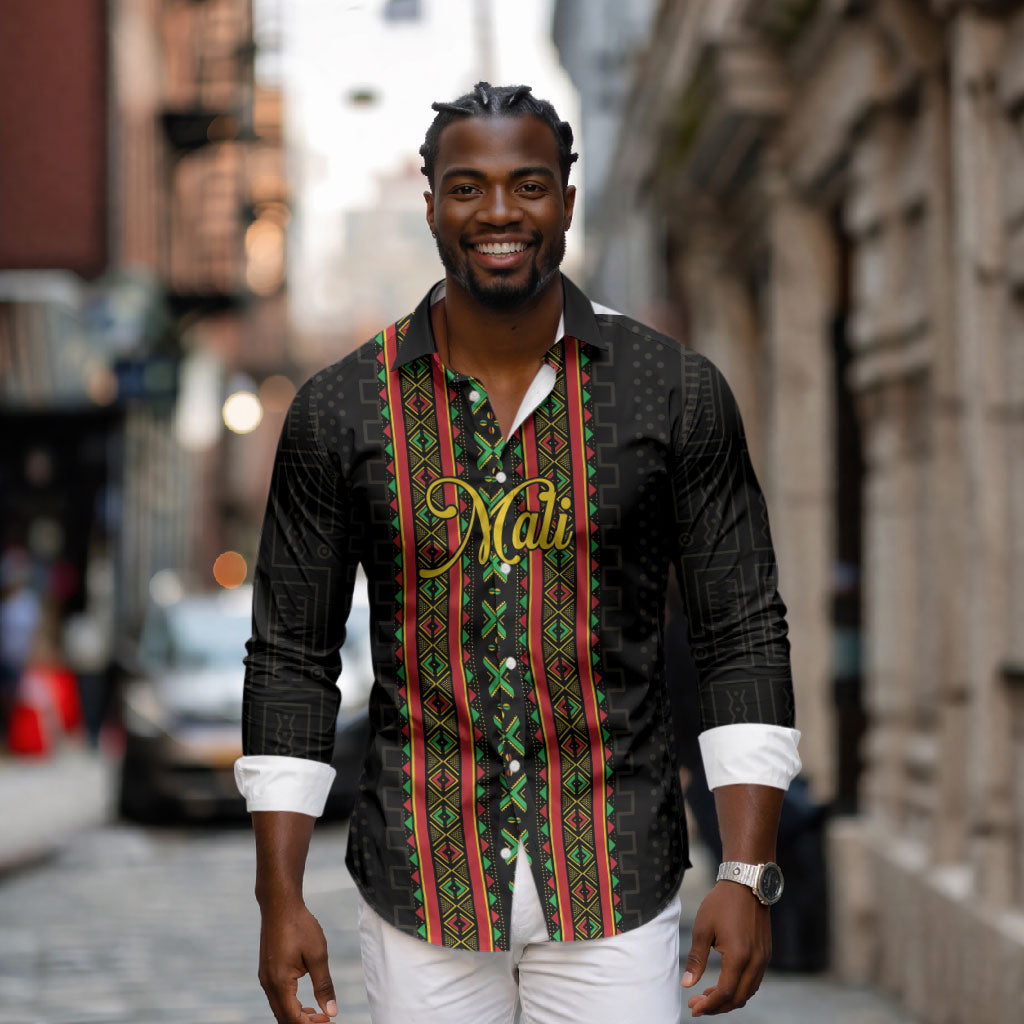 Personalized Mali Bogolanfini African Pattern Long Sleeve Button Shirt