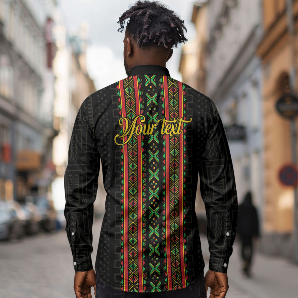 Personalized Mali Bogolanfini African Pattern Long Sleeve Button Shirt